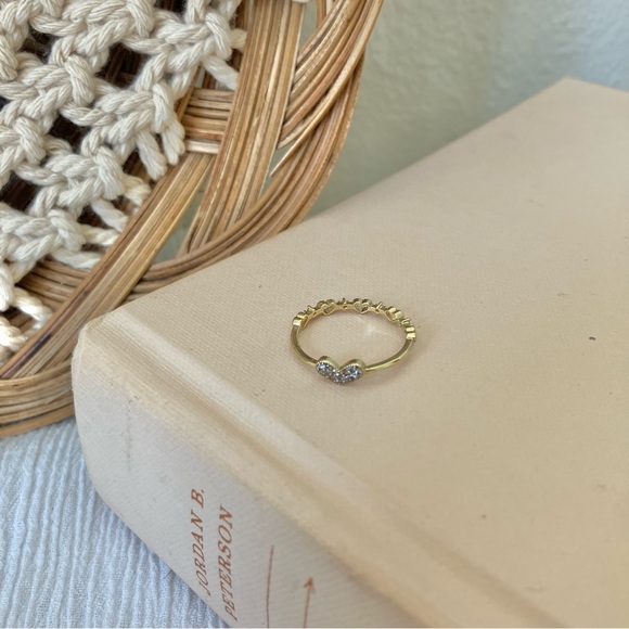 Vintage “Elsie” Gold Promise Ring Heart Reversible Dainty Petite Simple Elegant - Picture 3 of 14